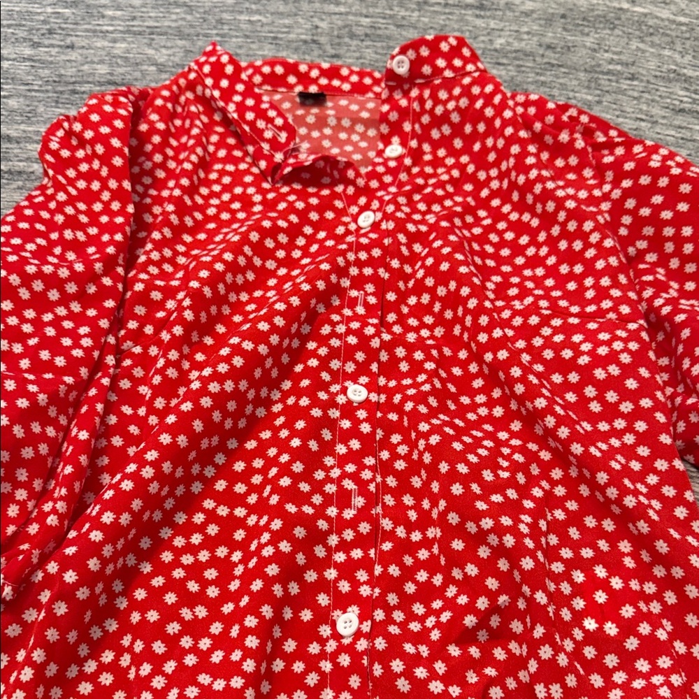Red Floral Kids Shirt